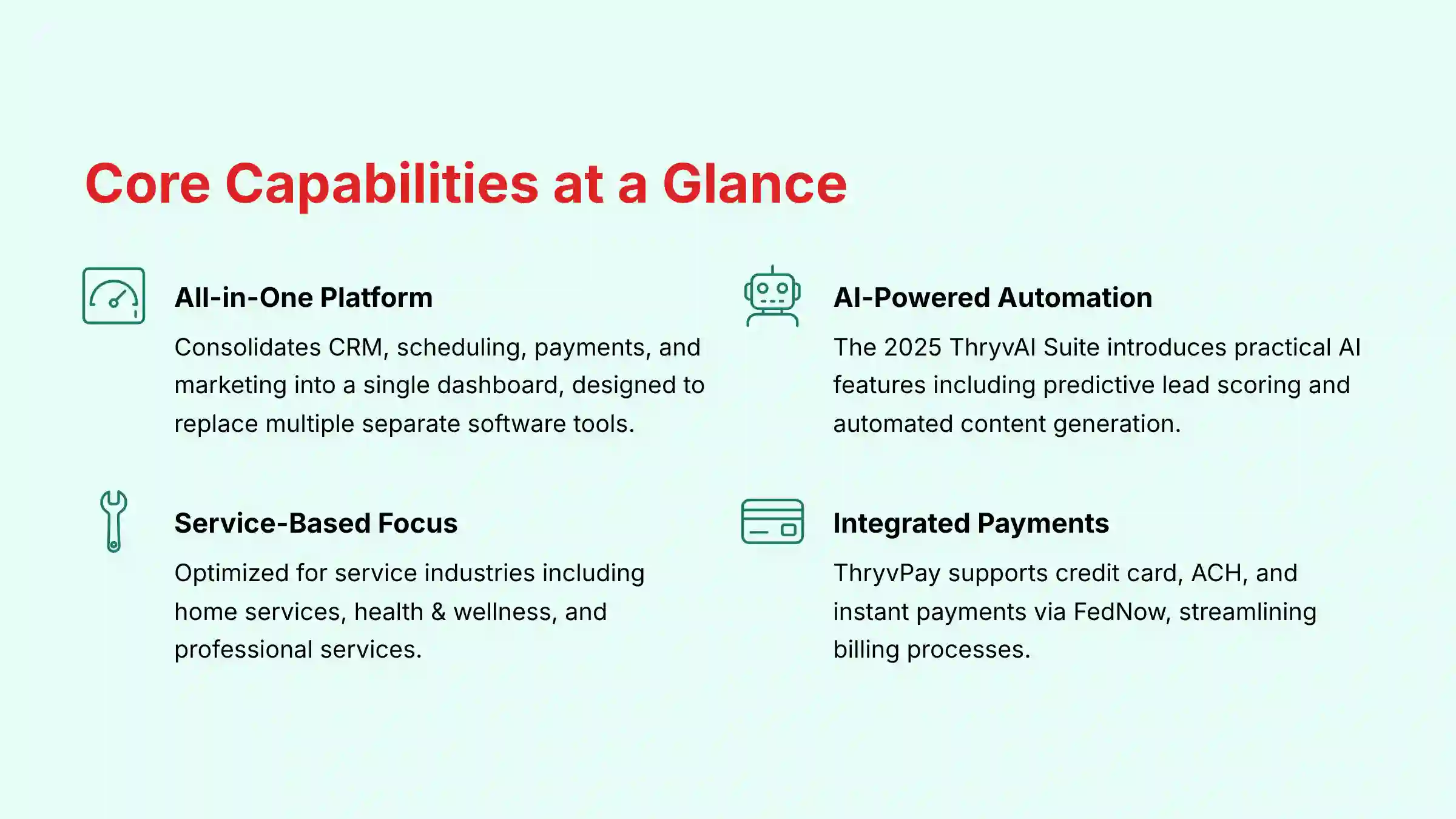 Core Capabilities at a Glance