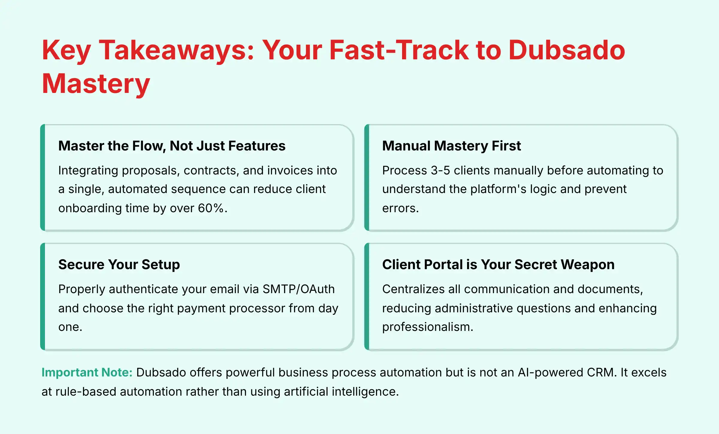 Key Takeaways Dubsado Mastery Guide