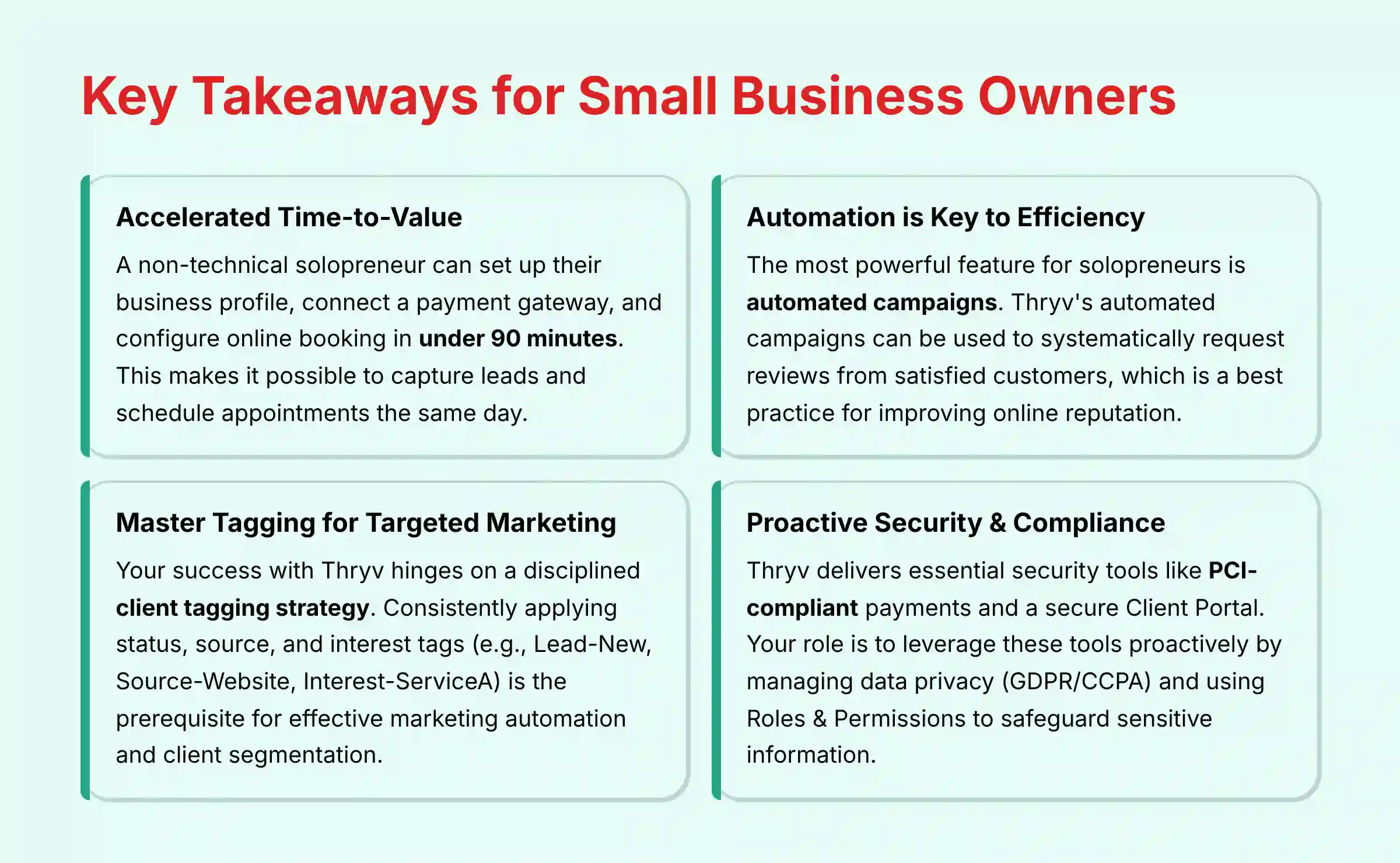 Key Takeaways for Small Business Owners using Thryv CRM