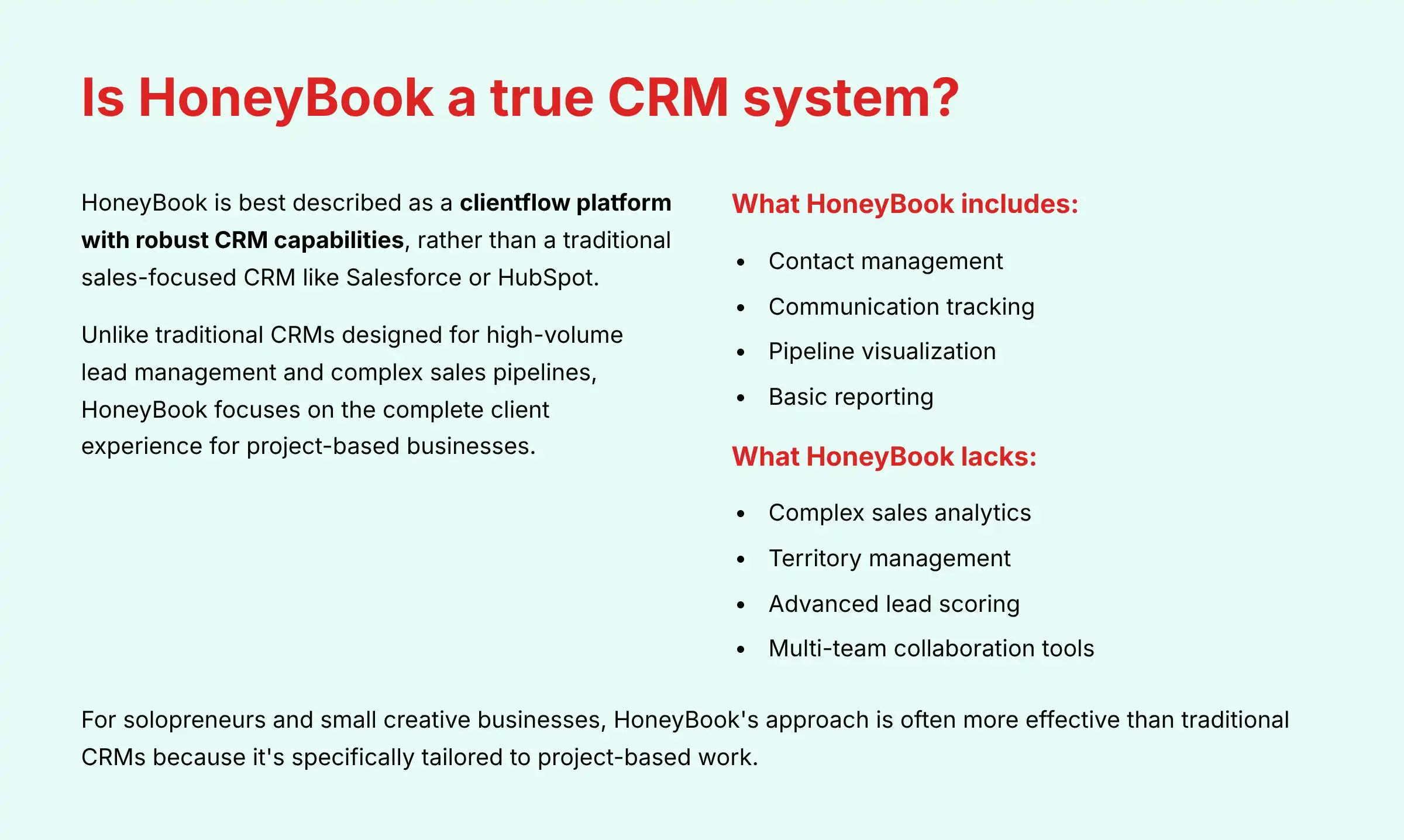 Is HoneyBook a true CRM system analysis
