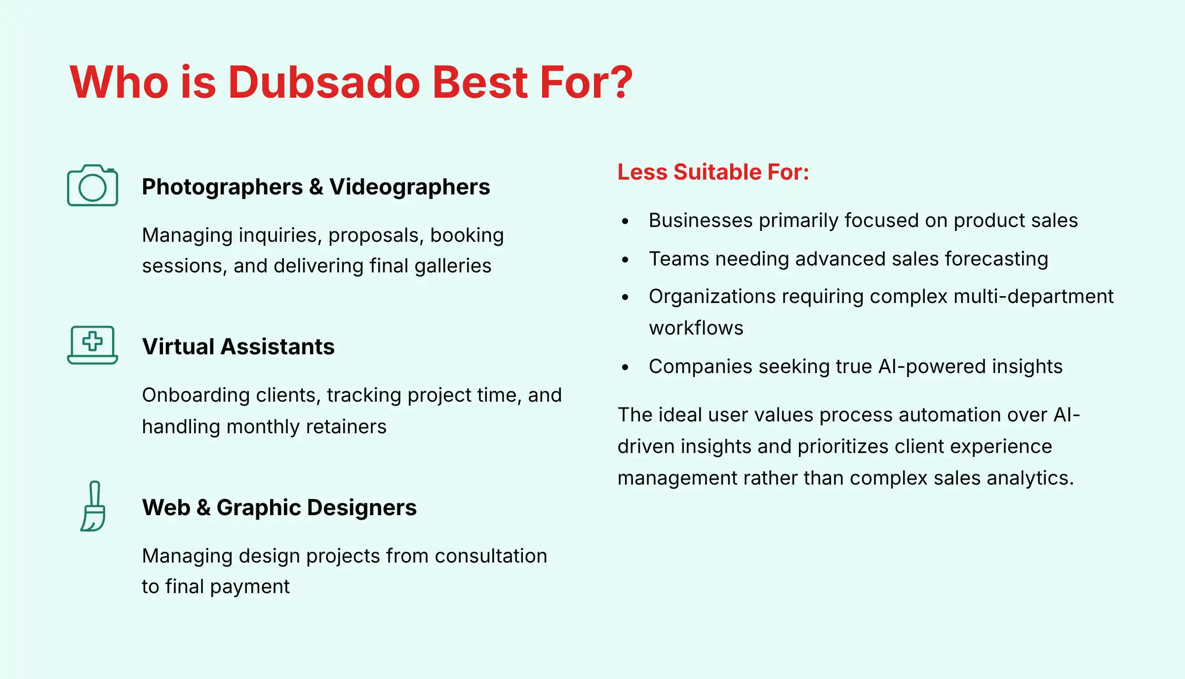 Who is Dubsado Best For - Target Users and Industries