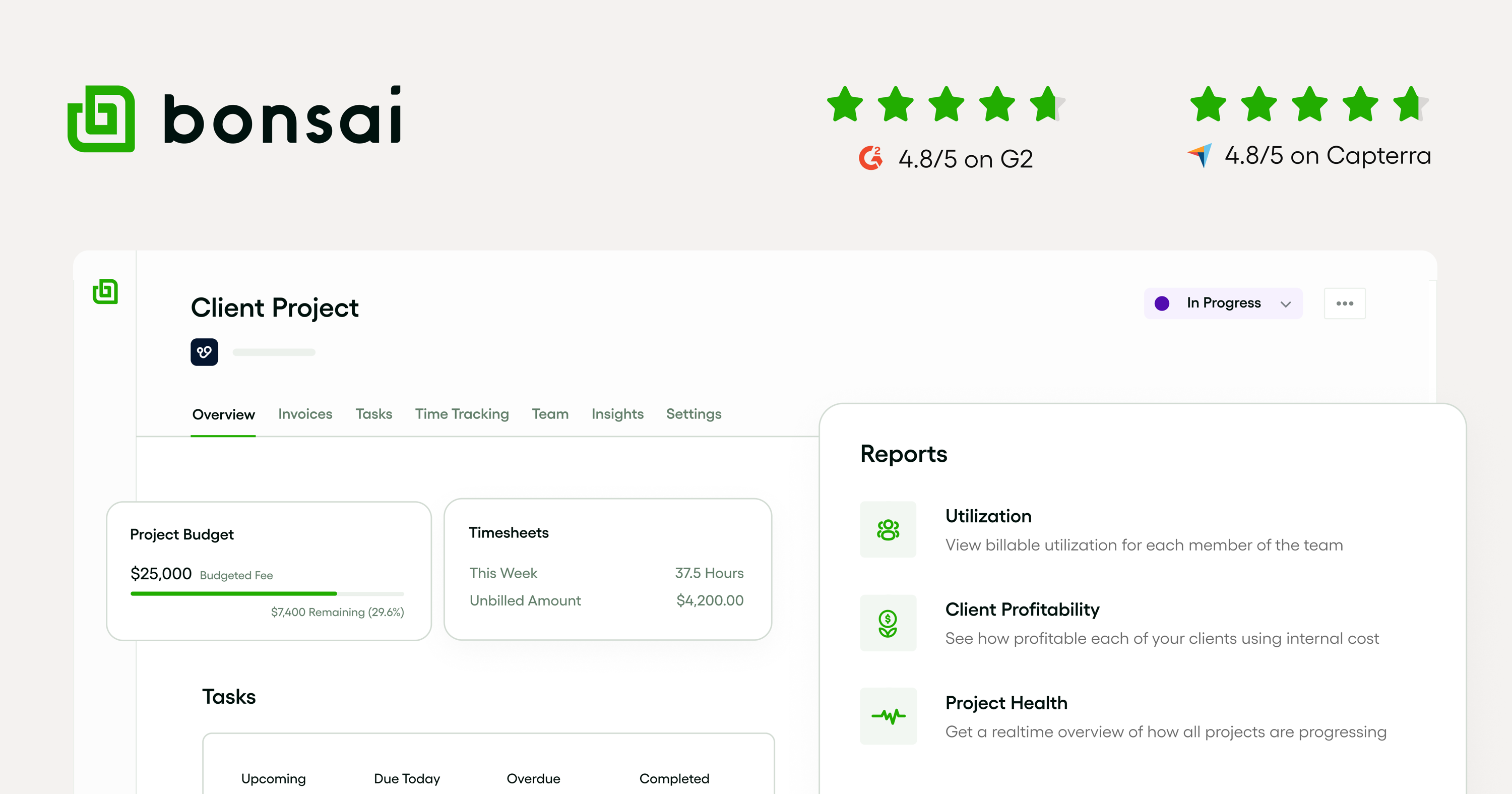 Bonsai CRM Business Management Dashboard