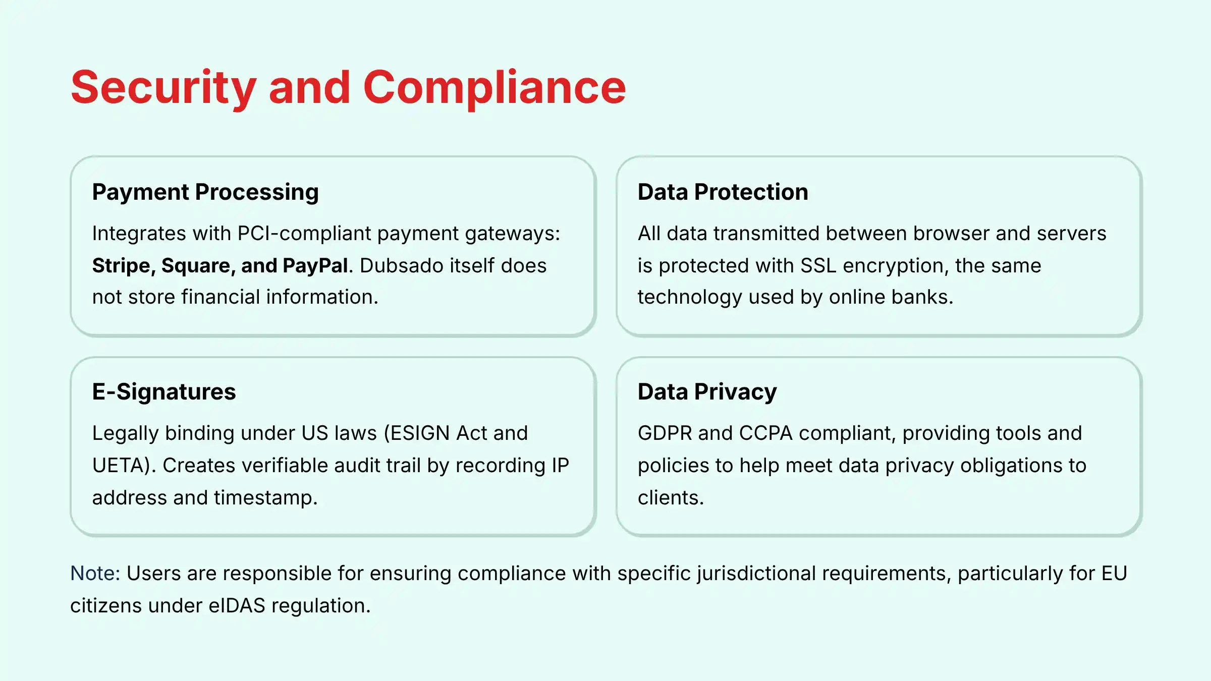 Dubsado Security and Compliance Features