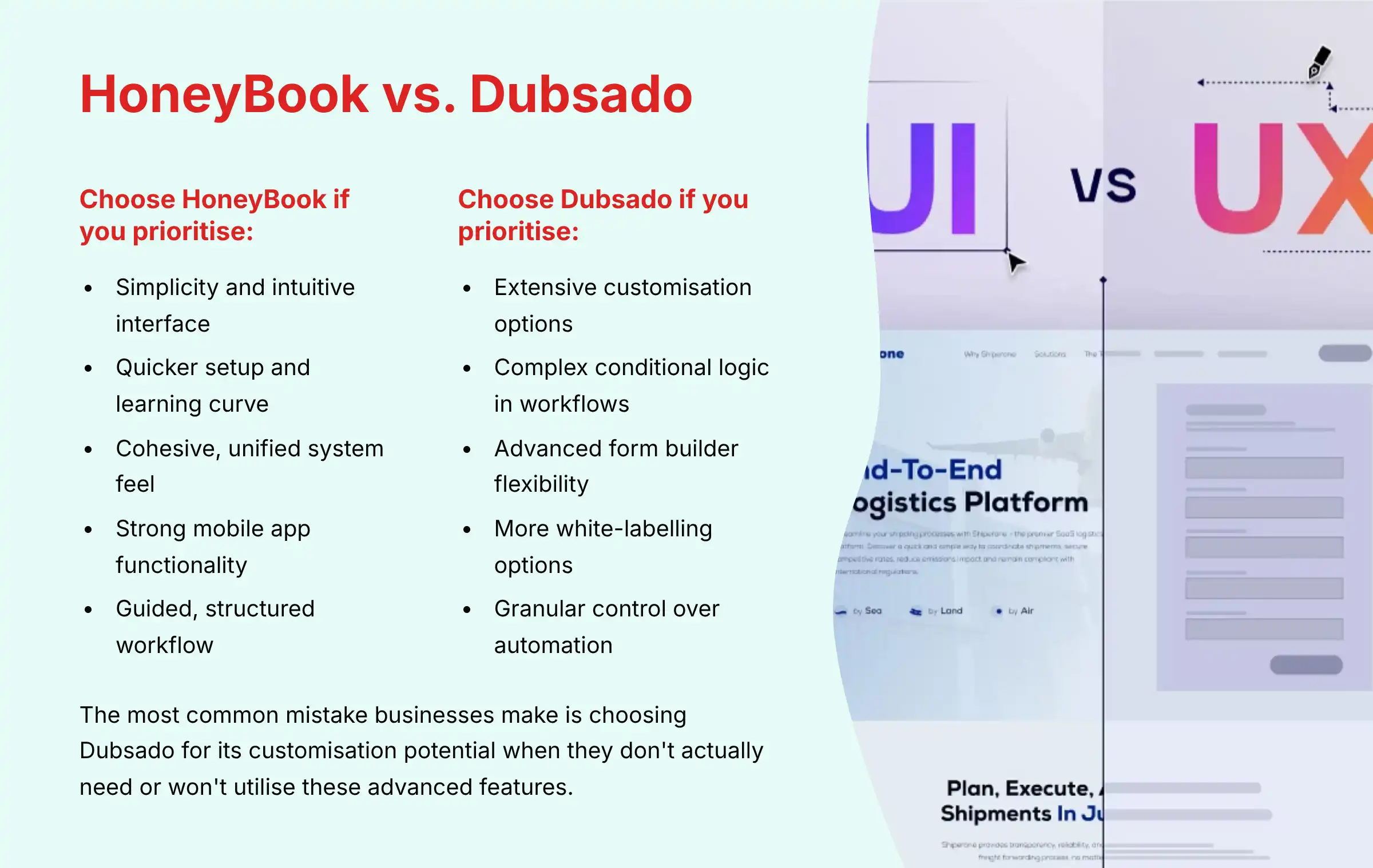 HoneyBook vs Dubsado comparison for creative businesses