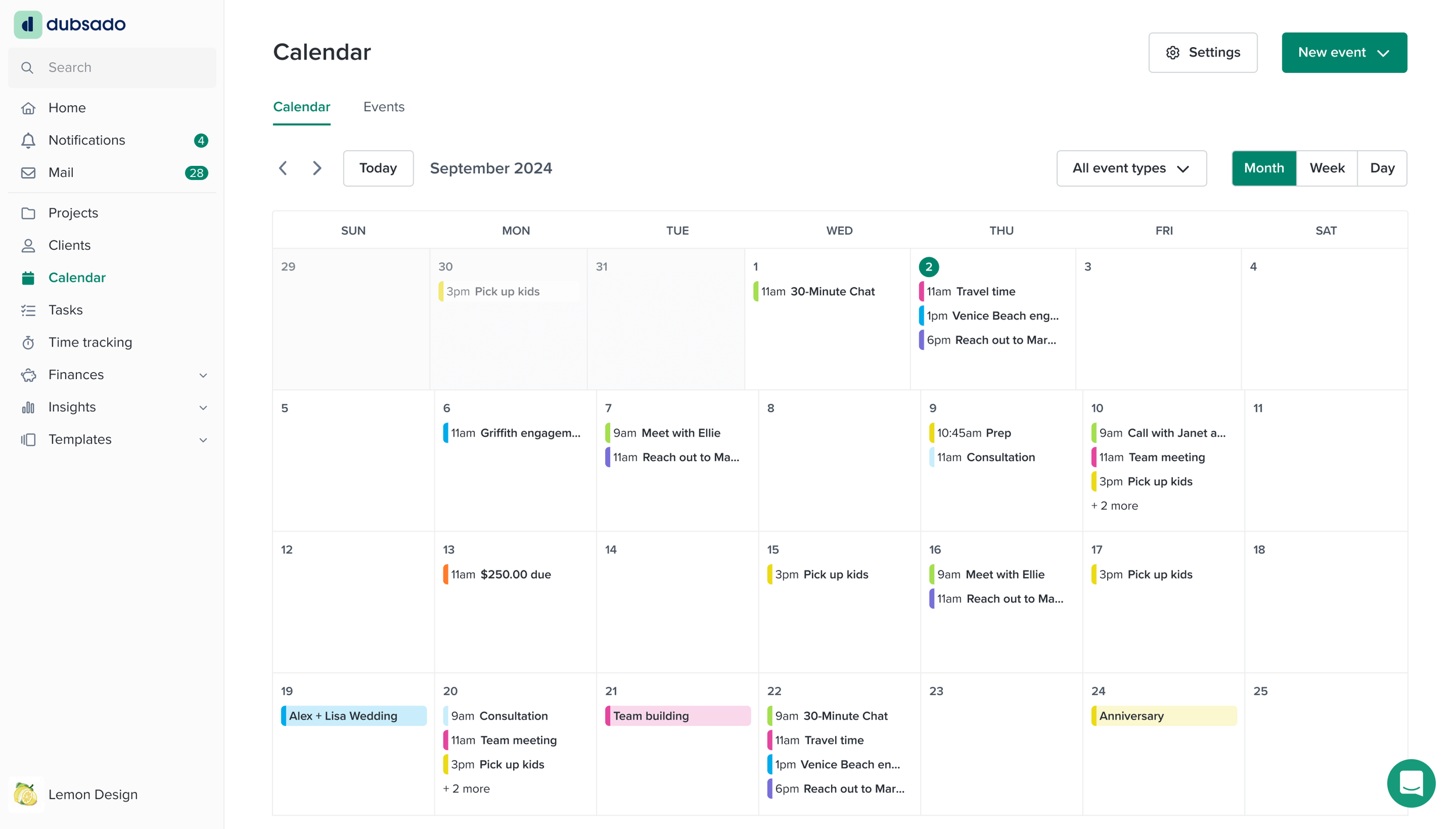 Dubsado 3.0 Interface Dashboard