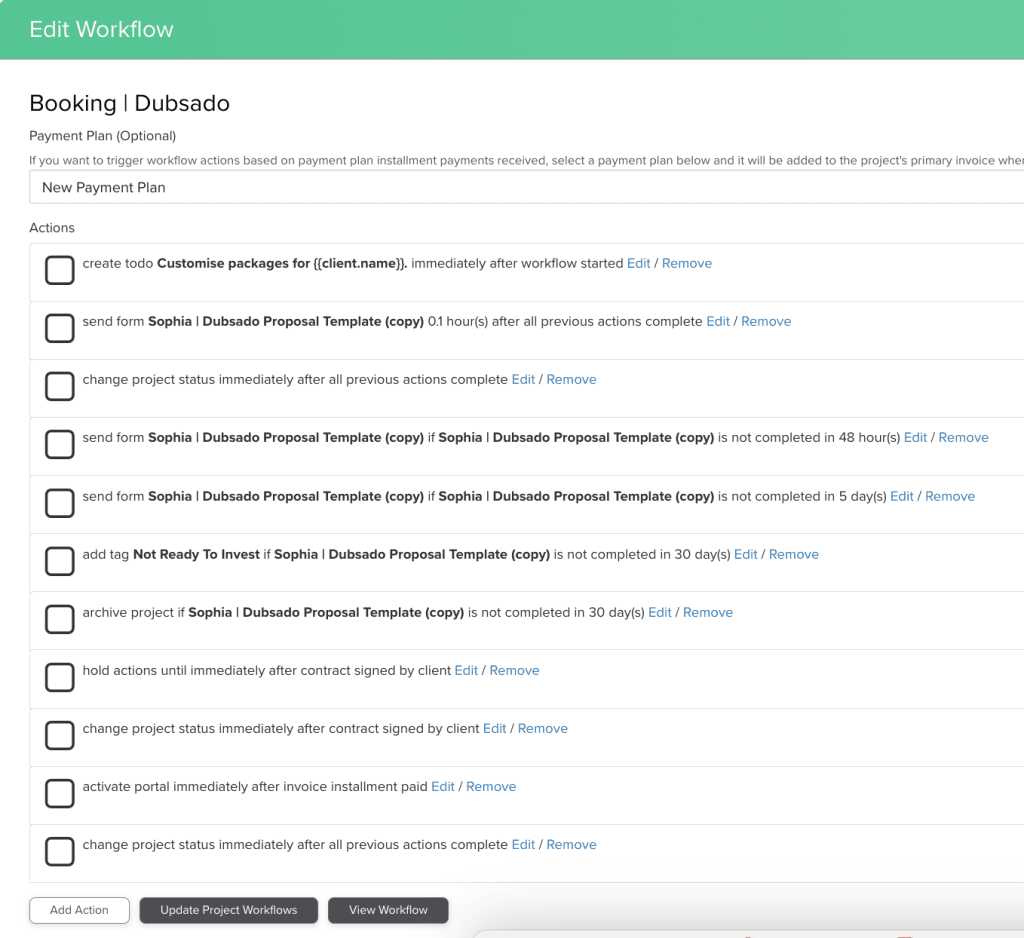 Dubsado Proposal Contract Invoice Setup