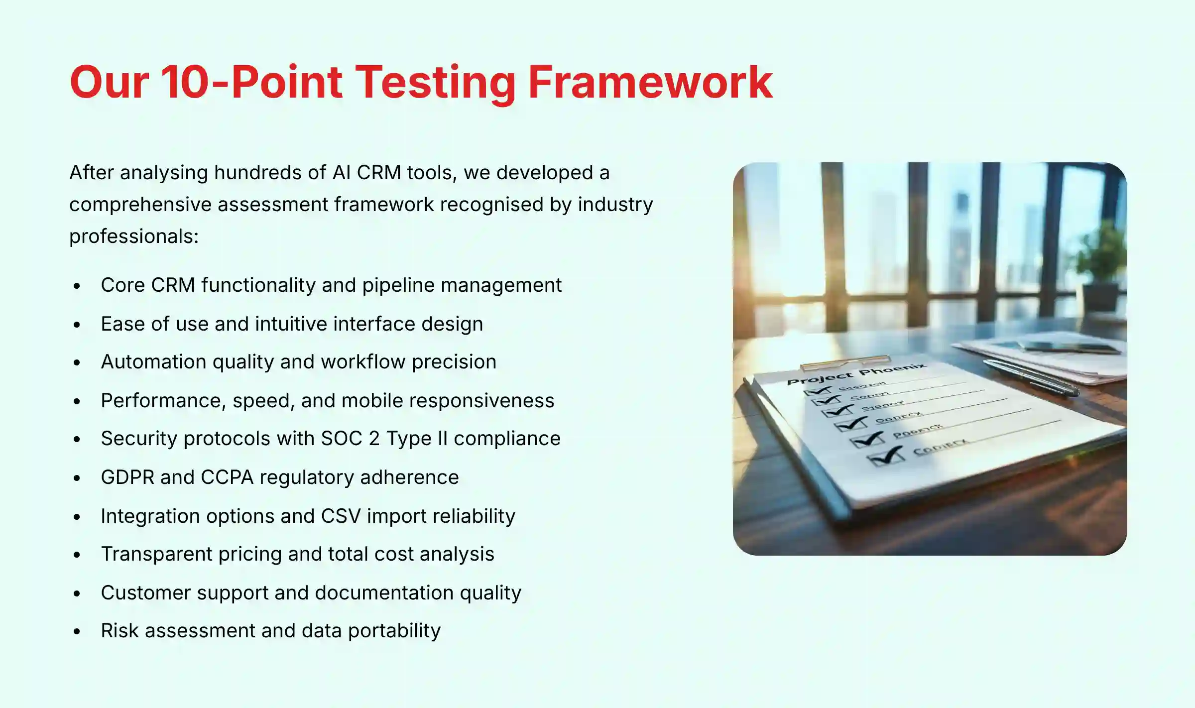 Our 10-Point Testing Framework