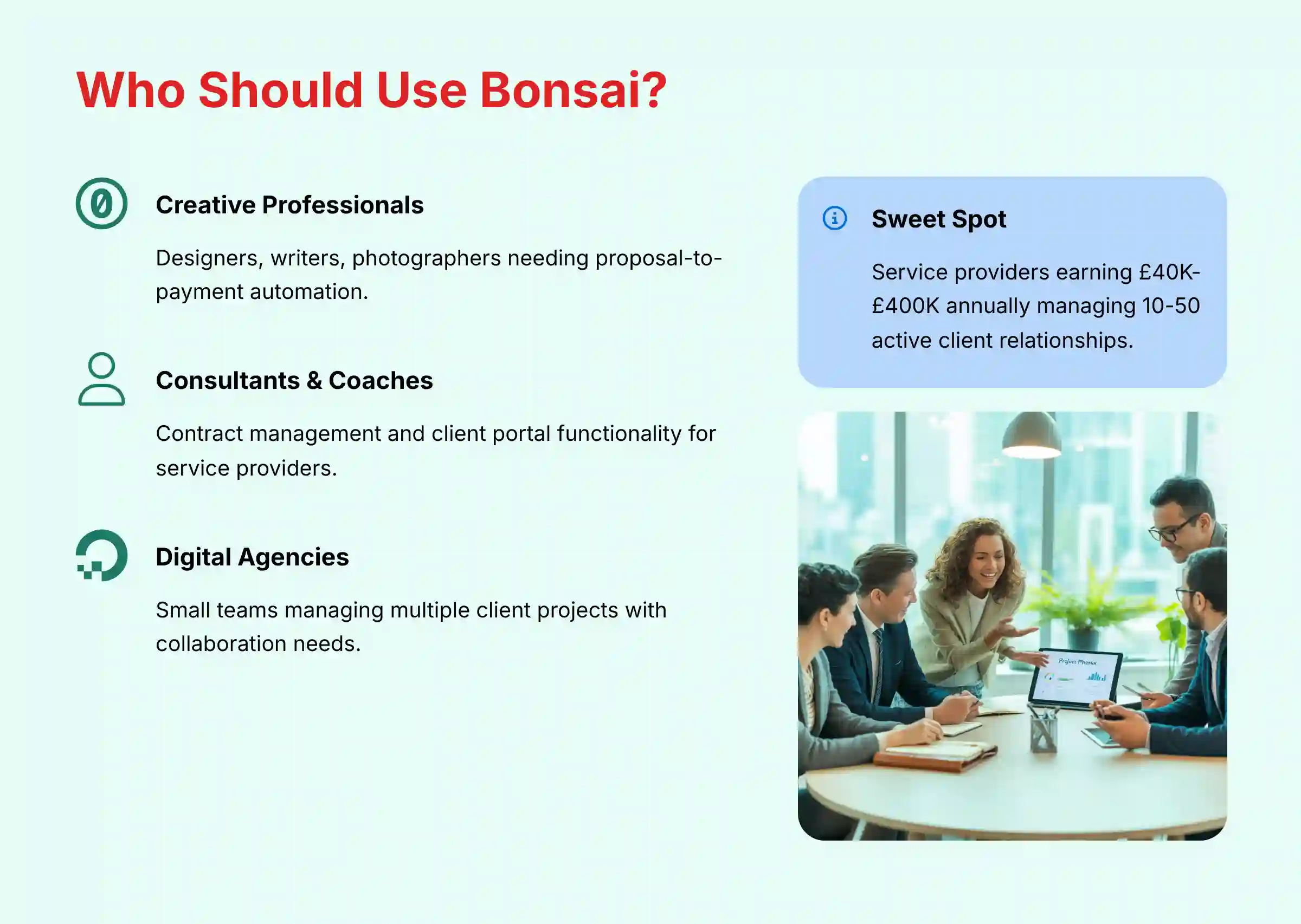 Who Should Use Bonsai - Target users and business types