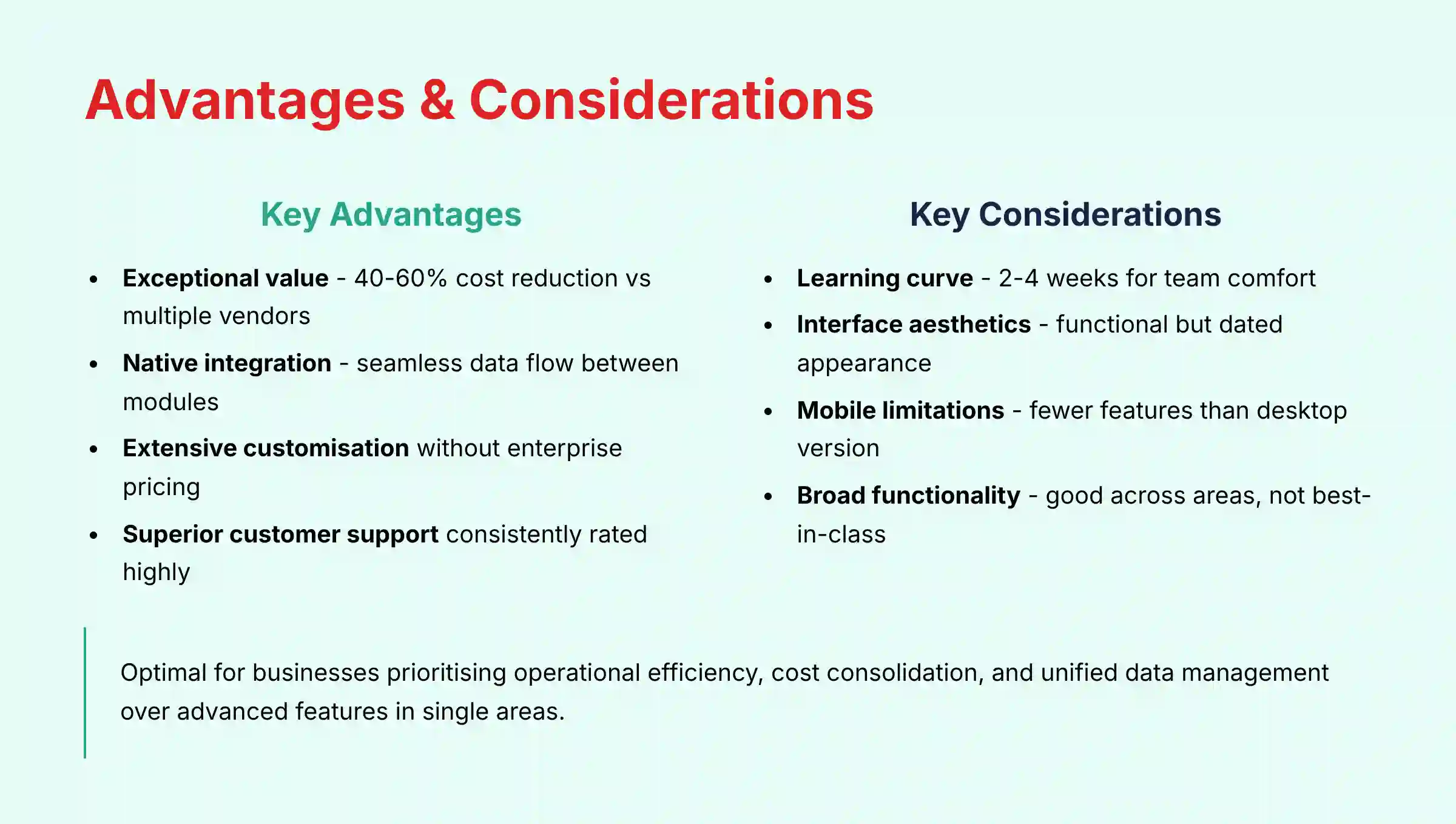 Advantages and Considerations Analysis