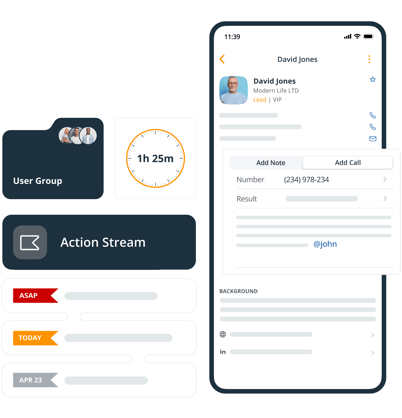 OnePageCRM Mobile App Interface