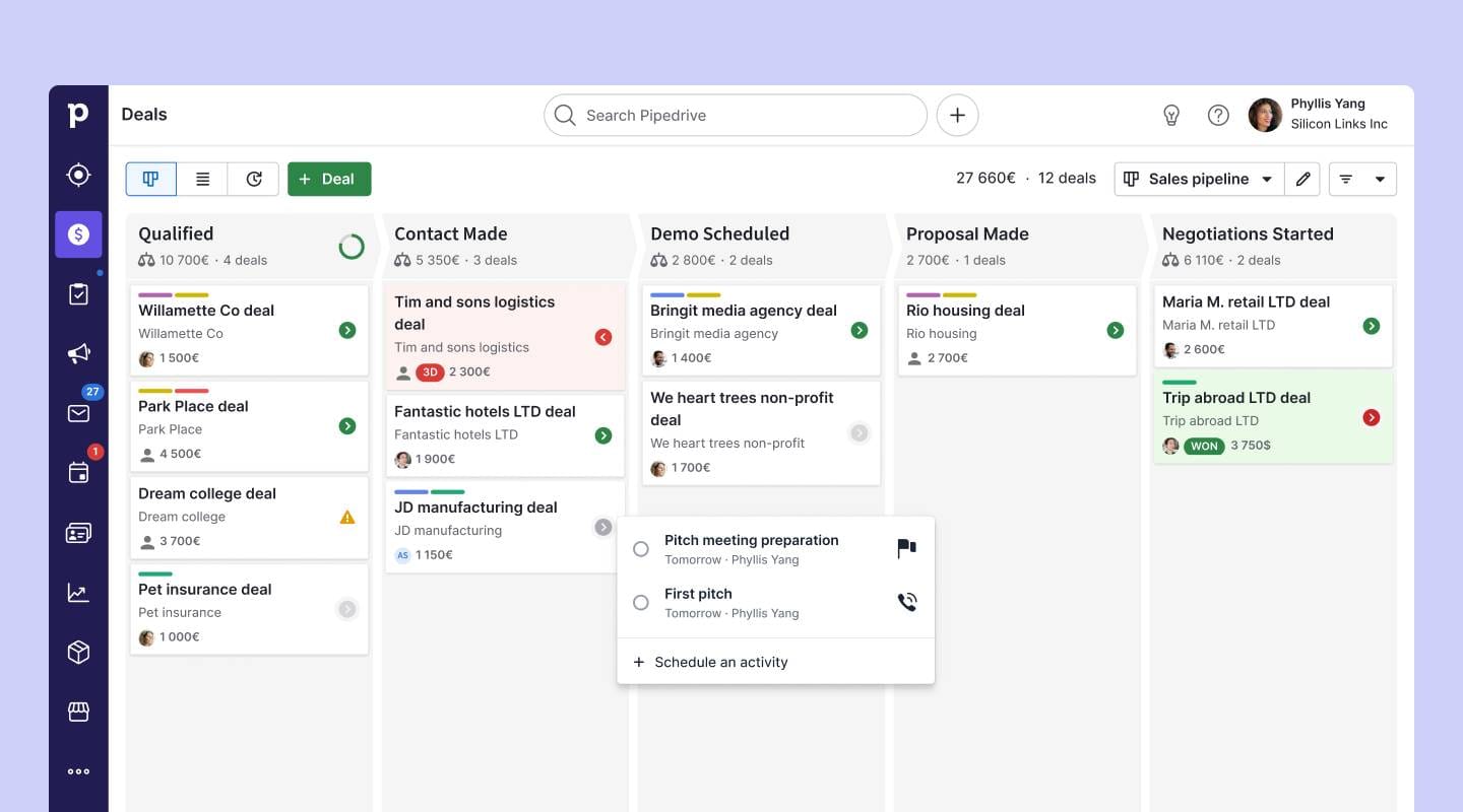 Pipedrive Sales Pipeline Interface
