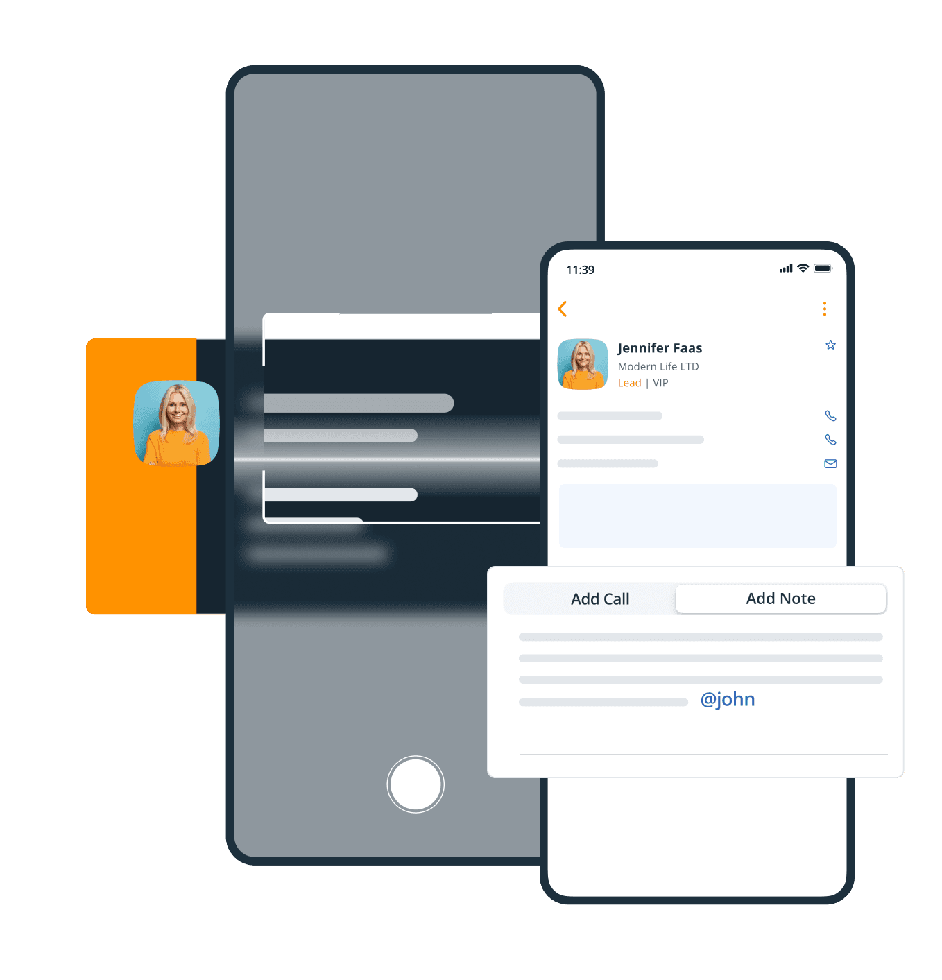OnePageCRM Mobile App Business Card Scanner Feature
