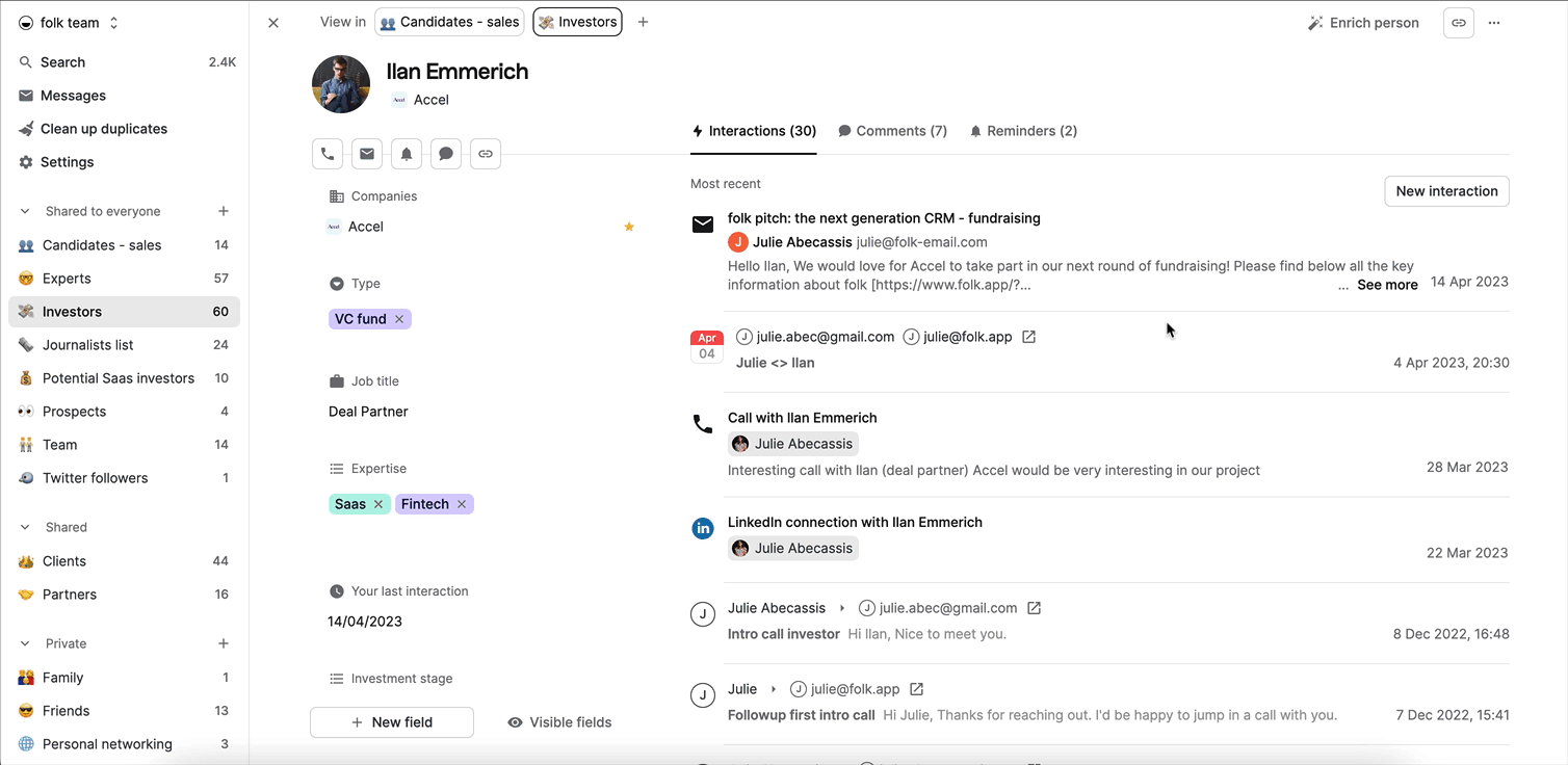 Folk CRM Email Integration Demonstration