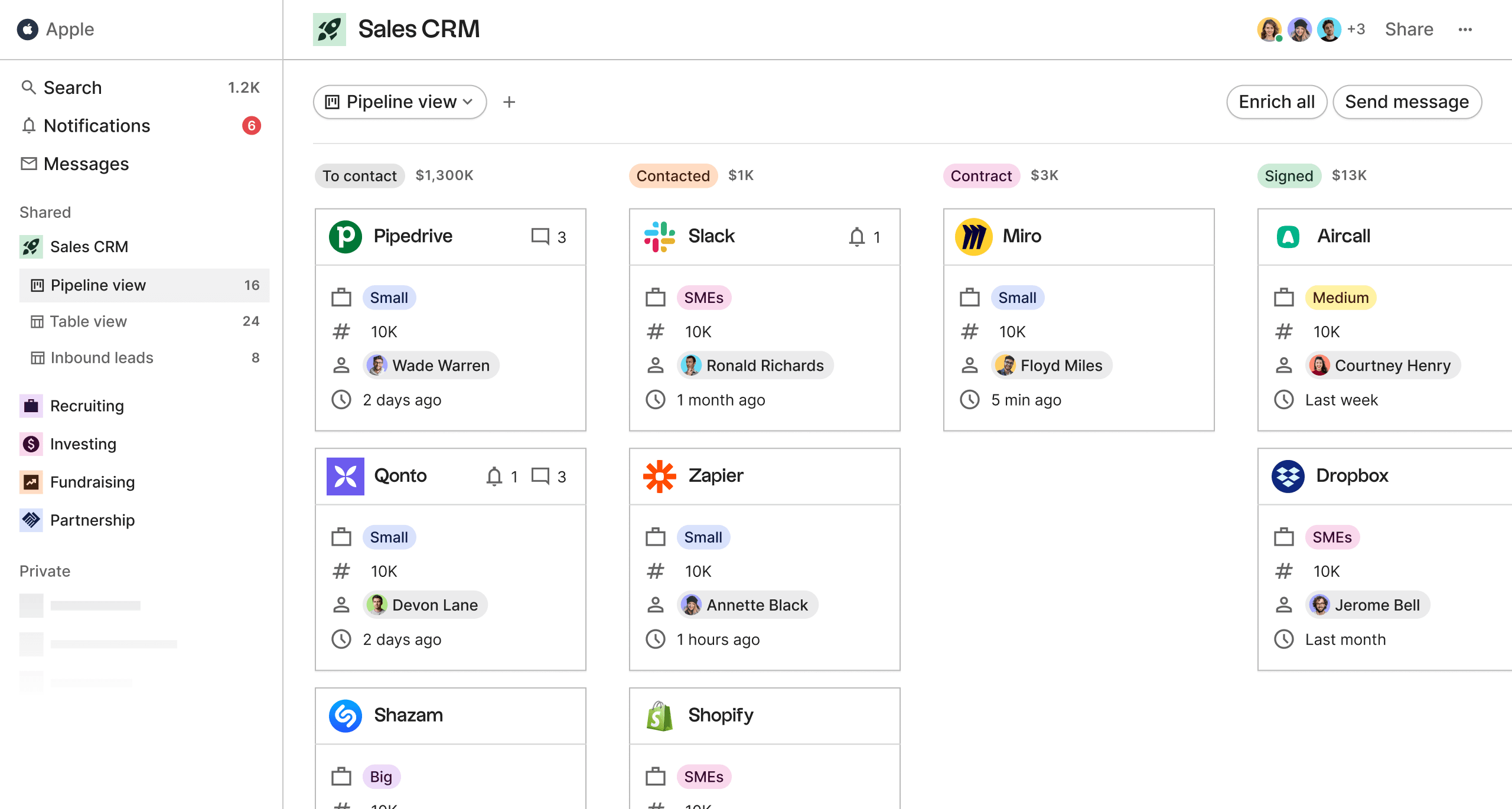 Folk CRM Pipeline Management Visual