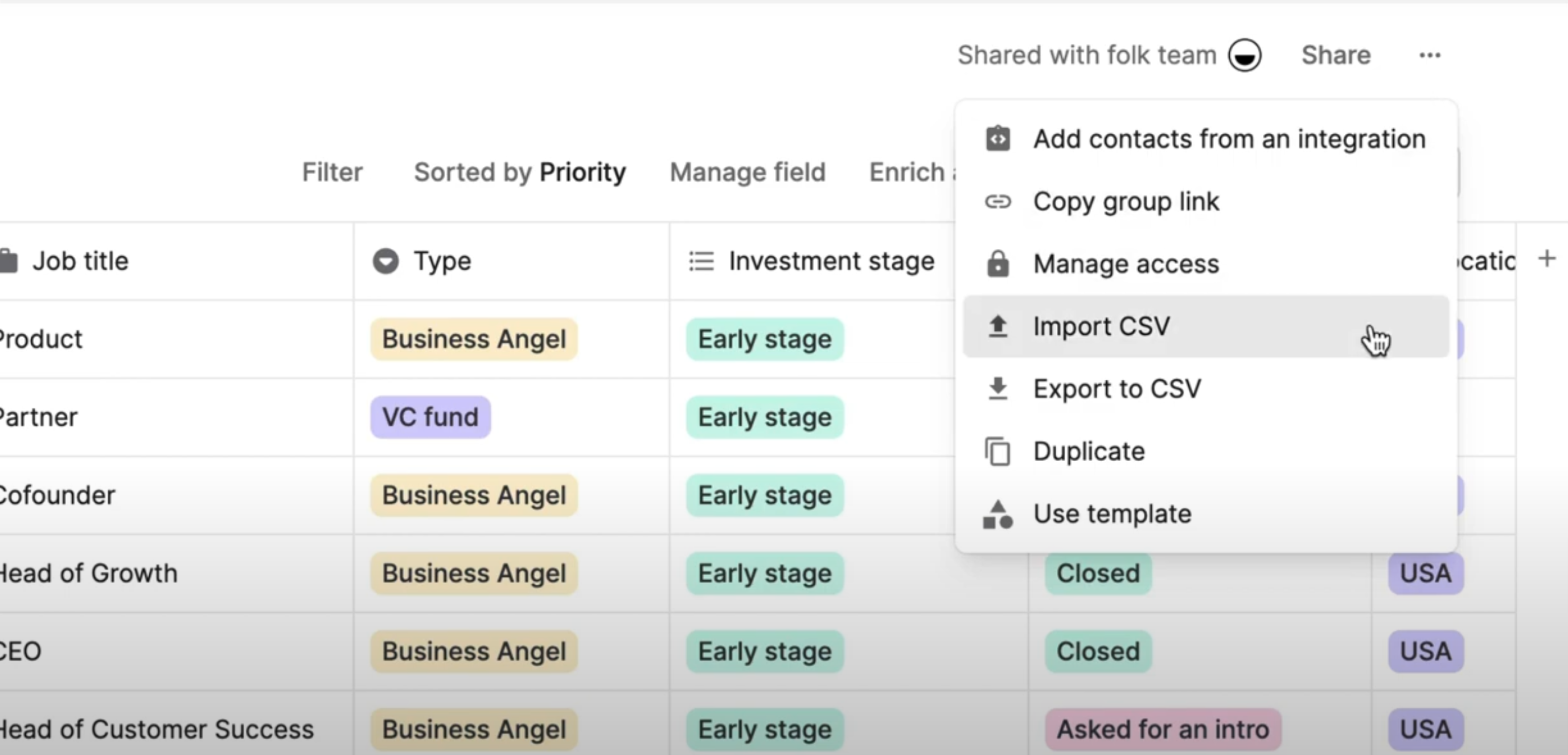 Folk CRM Contact Database Management