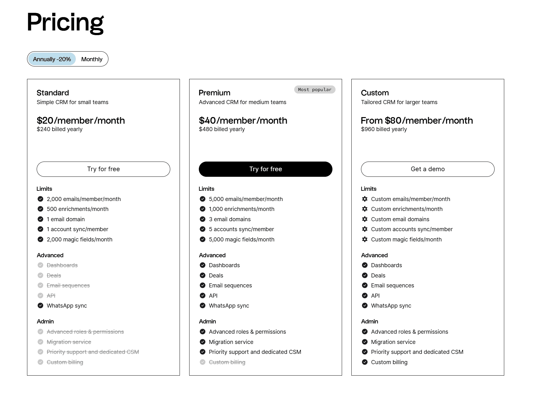 Folk CRM Pricing Plans Comparison