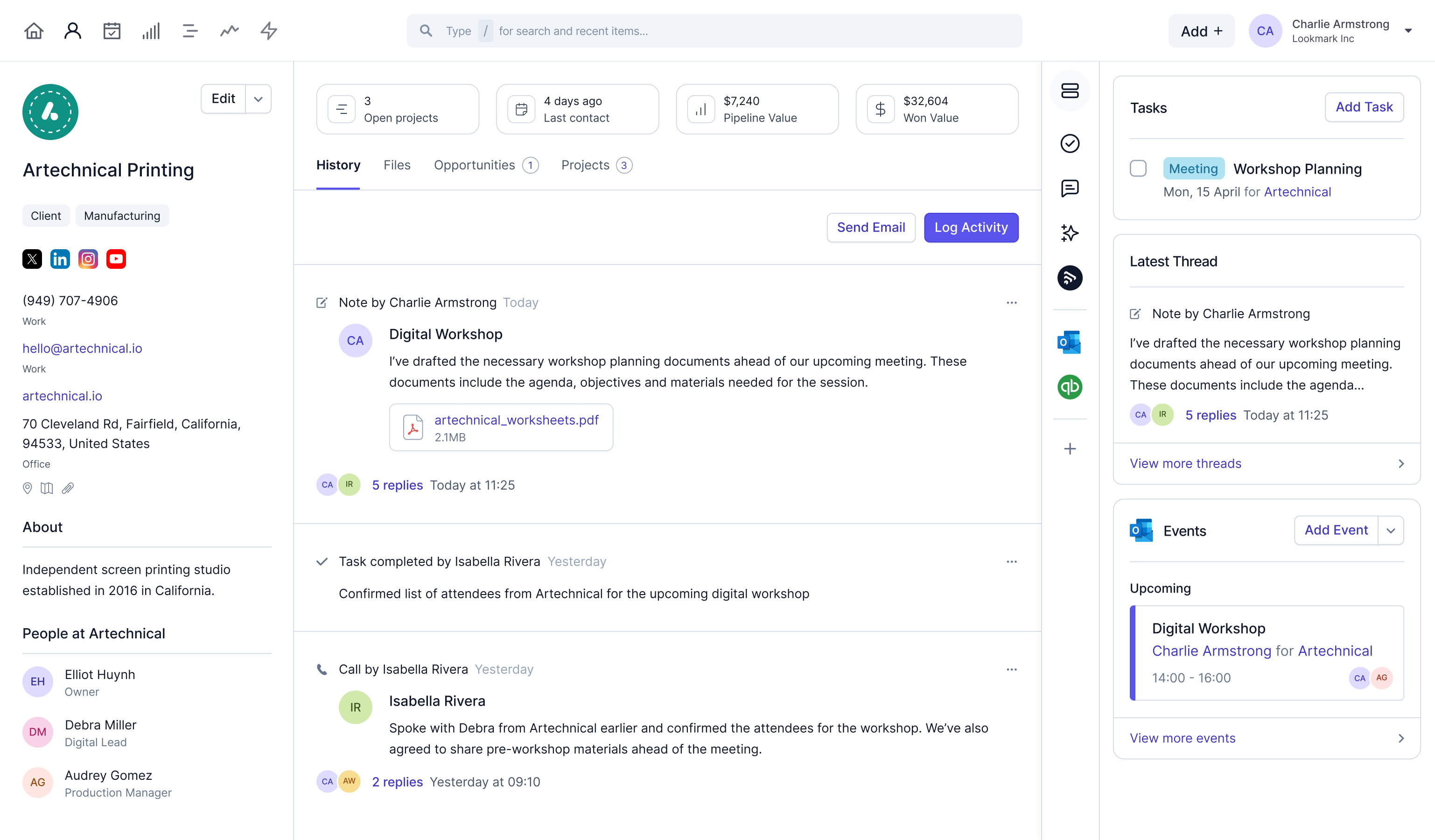 Capsule CRM contact management interface dashboard